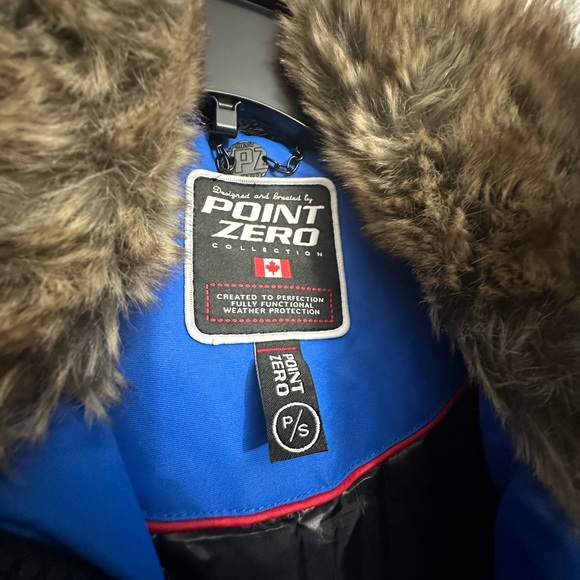 NWOT Point Zero Hooded Faux Fur Trim Parka Puffer Jacket Blue, S - Picture 6 of 8